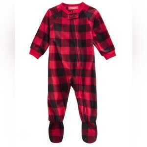 Family PJs Macy’s Baby Toddler Buffalo Check Plaid Zip Front Christmas Holiday